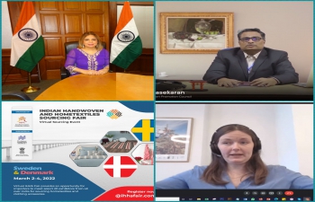 A Virtual Buyer Seller Meet on Indian handlooms was organized by Handloom Export Promotion Council  in partnership with the Embassy of India in Denmark. Indian producers and exporters as well as Danish importers participated in the BSM. Ambassador Pooja Kapur delivered the inaugural address.